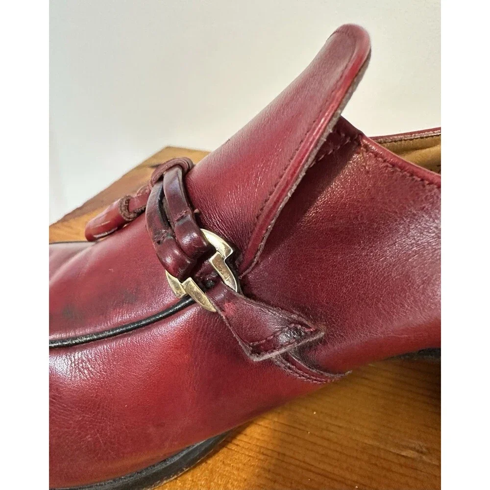 Vintage 1970s Bally Continentals Mens 10 B Swiss Leather Tassel Loafers Oxblood